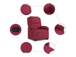 vidaxl Poltrona*Poltrona massagens reclinável elevatória veludo tinto Vermelho