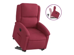 vidaxl Poltrona*Poltrona massagens reclinável elevatória veludo tinto Vermelho