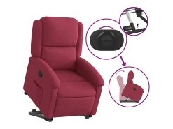 vidaxl Poltrona*Poltrona massagens reclinável elevatória veludo tinto Vermelho