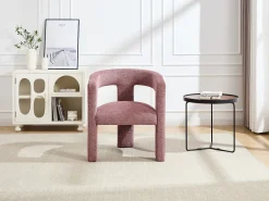 Vente-unique Poltrona*Poltrona moderna em tecido texturizado cor vermelho FAVINA Rosa