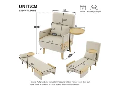 New Poltrona moderna 62x67x88 cm - Poltrona conversível 3 em 1 - Com função de cama - Poltrona dobrável estofada - Poltrona