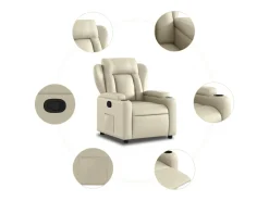 vidaxl Poltrona*Poltrona reclinável couro artificial cor Creme