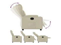 vidaxl Poltrona*Poltrona reclinável couro artificial cor Creme