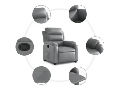 vidaxl Poltrona*Poltrona reclinável couro artificial Cinzento