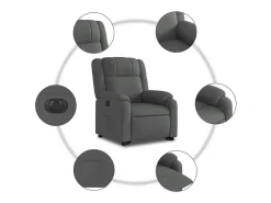 vidaxl Poltrona*Poltrona reclinável elevatória elétrica tecido -escuro Cinzento