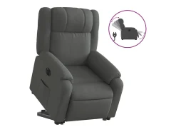 vidaxl Poltrona*Poltrona reclinável elevatória elétrica tecido -escuro Cinzento