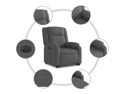 vidaxl Poltrona*Poltrona reclinável elevatória elétrica tecido -escuro Cinzento