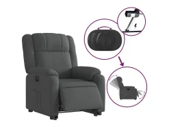 vidaxl Poltrona*Poltrona reclinável elevatória elétrica tecido -escuro Cinzento