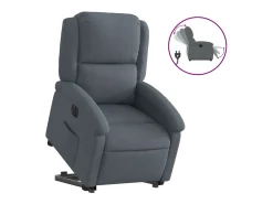 vidaxl Poltrona*Poltrona reclinável elevatória elétrica veludo -escuro Cinzento
