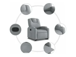 vidaxl Poltrona*Poltrona reclinável elevatória tecido -claro Cinzento