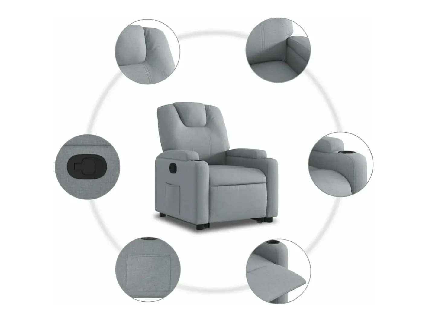 vidaxl Poltrona*Poltrona reclinável elevatória tecido -claro Cinzento