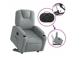 vidaxl Poltrona*Poltrona reclinável elevatória tecido -claro Cinzento