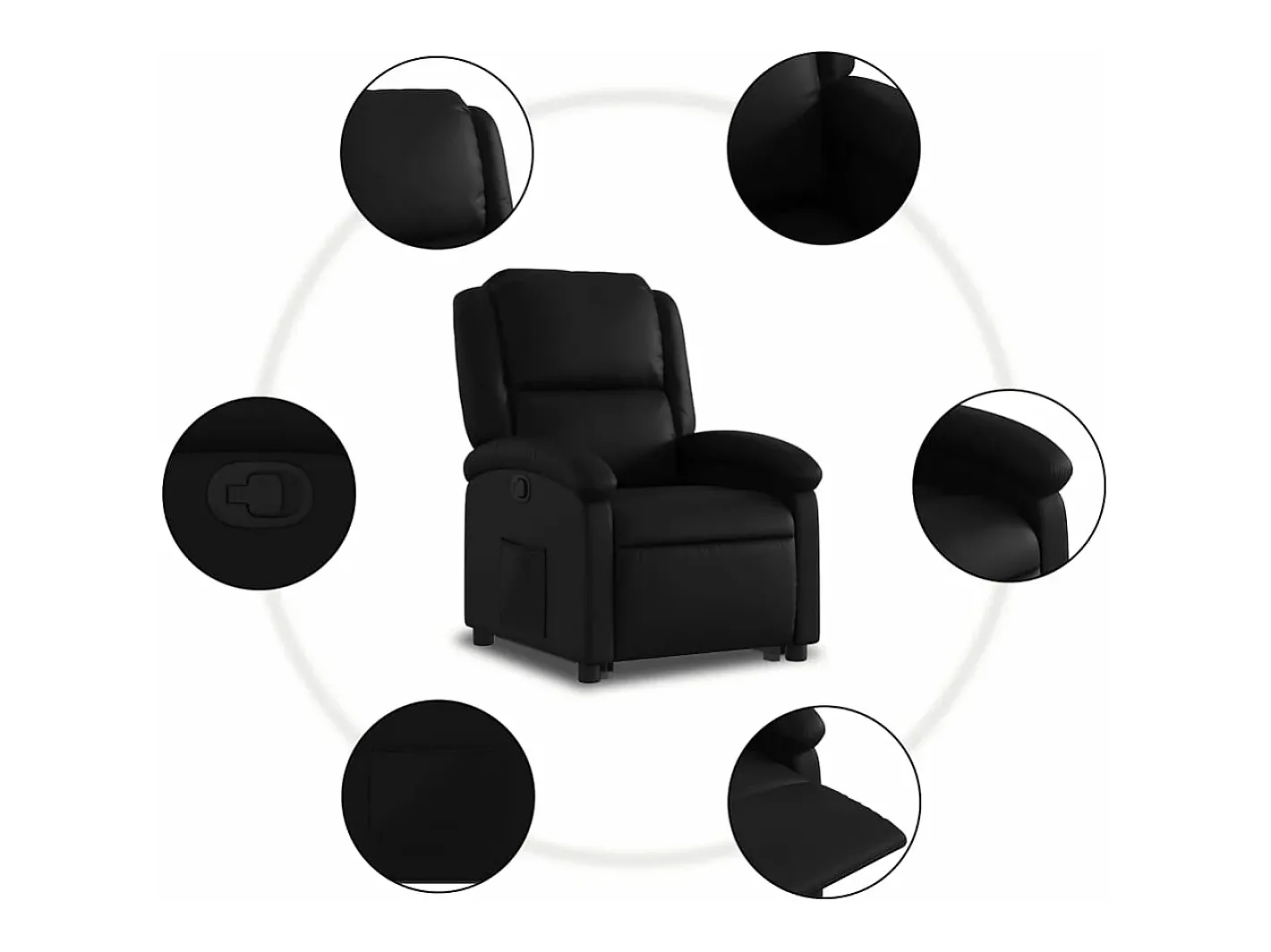 vidaxl Poltrona*Poltrona reclinável elevatória couro artificial Preto