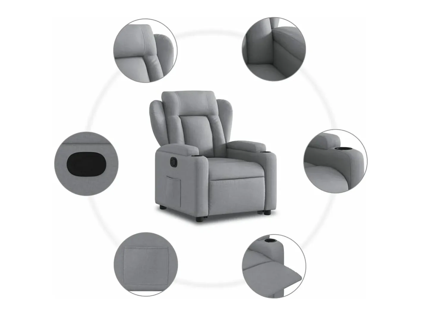 vidaxl Poltrona*Poltrona reclinável elevatória tecido -claro Cinzento
