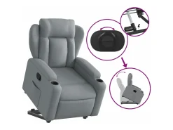 vidaxl Poltrona*Poltrona reclinável elevatória tecido -claro Cinzento