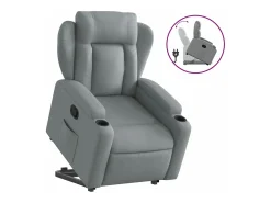vidaxl Poltrona*Poltrona reclinável elevatória tecido -claro Cinzento