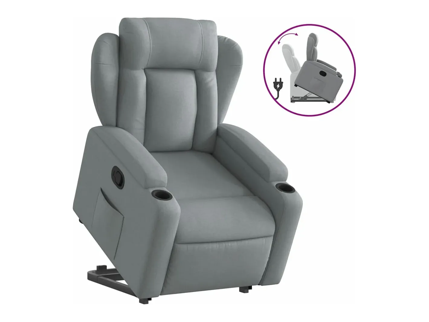 vidaxl Poltrona*Poltrona reclinável elevatória tecido -claro Cinzento