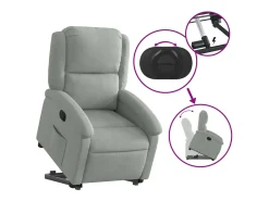 vidaxl Poltrona*Poltrona reclinável elevatória veludo cinza-claro Cinzento