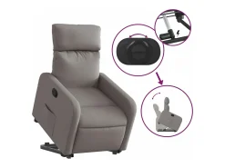 vidaxl Poltrona*Poltrona reclinável elevatória tecido cinzento-acastanhado Taupe