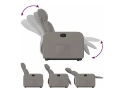 vidaxl Poltrona*Poltrona reclinável elevatória tecido cinzento-acastanhado Taupe