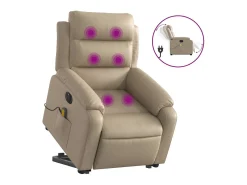 vidaxl Poltrona*Poltrona reclinável elevatória elétrica couro artif. cappuccino Castanho