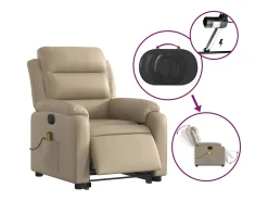 vidaxl Poltrona*Poltrona reclinável elevatória elétrica couro artif. cappuccino Castanho
