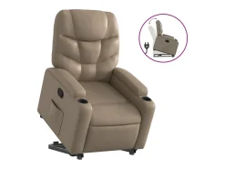 vidaxl Poltrona*Poltrona reclinável elevatória couro artificial cor cappuccino Castanho