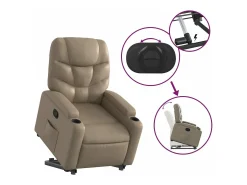 vidaxl Poltrona*Poltrona reclinável elevatória couro artificial cor cappuccino Castanho