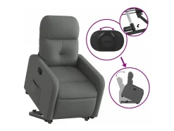 vidaxl Poltrona*Poltrona reclinável elevatória tecido -escuro Cinzento
