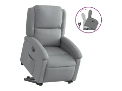 vidaxl Poltrona*Poltrona reclinável elevatória tecido -claro Cinzento