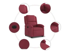 vidaxl Poltrona*Poltrona reclinável elevatória elétrica tecido -tinto Vermelho