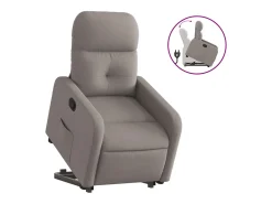 vidaxl Poltrona*Poltrona reclinável elevatória tecido cinzento-acastanhado Taupe