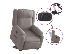New Poltrona reclinável elevatória tecido cinzento-acastanhado Poltrona