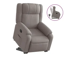New Poltrona reclinável elevatória tecido cinzento-acastanhado Poltrona
