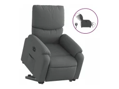 vidaxl Poltrona*Poltrona reclinável elevatória elétrica tecido -escuro Cinzento