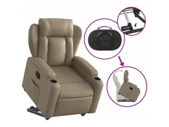 vidaxl Poltrona*Poltrona reclinável elevatória couro artificial cor cappuccino Castanho