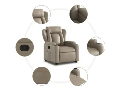 vidaxl Poltrona*Poltrona reclinável elevatória couro artificial cor cappuccino Castanho