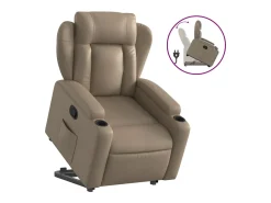 vidaxl Poltrona*Poltrona reclinável elevatória couro artificial cor cappuccino Castanho