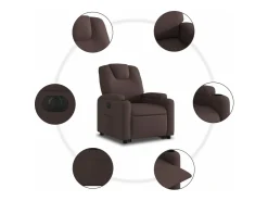 vidaxl Poltrona*Poltrona reclinável elevatória elétrica tecido -escuro Castanho
