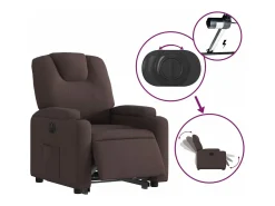vidaxl Poltrona*Poltrona reclinável elevatória elétrica tecido -escuro Castanho