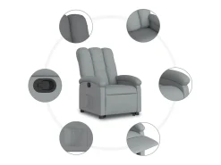 vidaxl Poltrona*Poltrona reclinável elevatória tecido -claro Cinzento