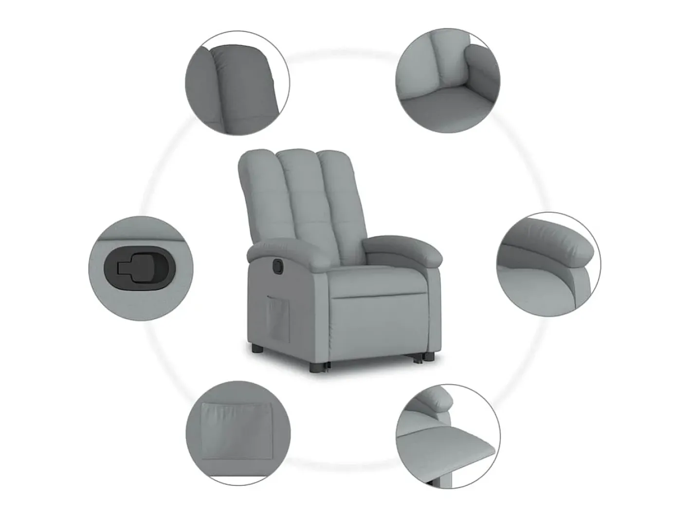 vidaxl Poltrona*Poltrona reclinável elevatória tecido -claro Cinzento