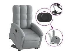 vidaxl Poltrona*Poltrona reclinável elevatória tecido -claro Cinzento