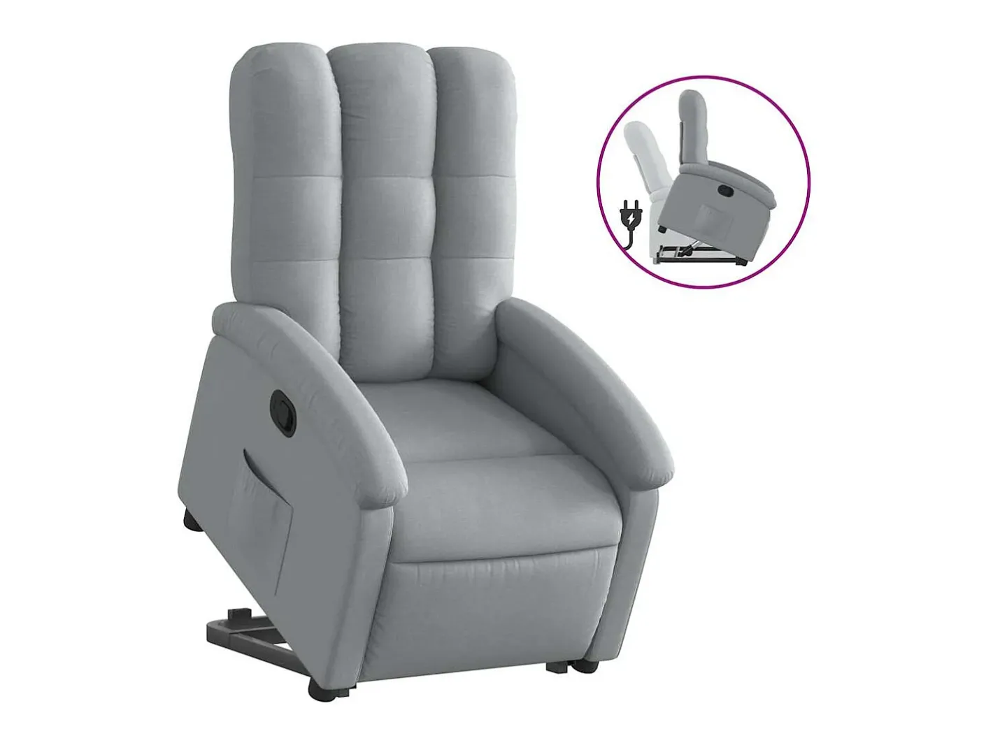 vidaxl Poltrona*Poltrona reclinável elevatória tecido -claro Cinzento
