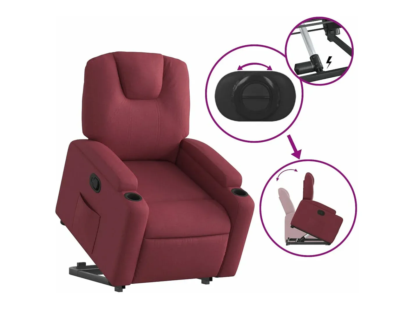 vidaxl Poltrona*Poltrona reclinável elevatória tecido tinto Vermelho