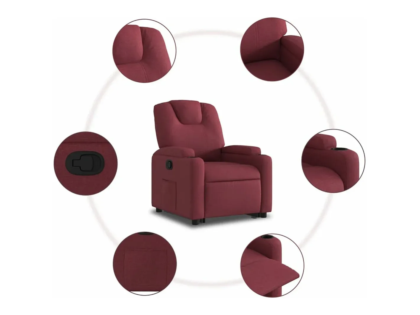 vidaxl Poltrona*Poltrona reclinável elevatória tecido tinto Vermelho