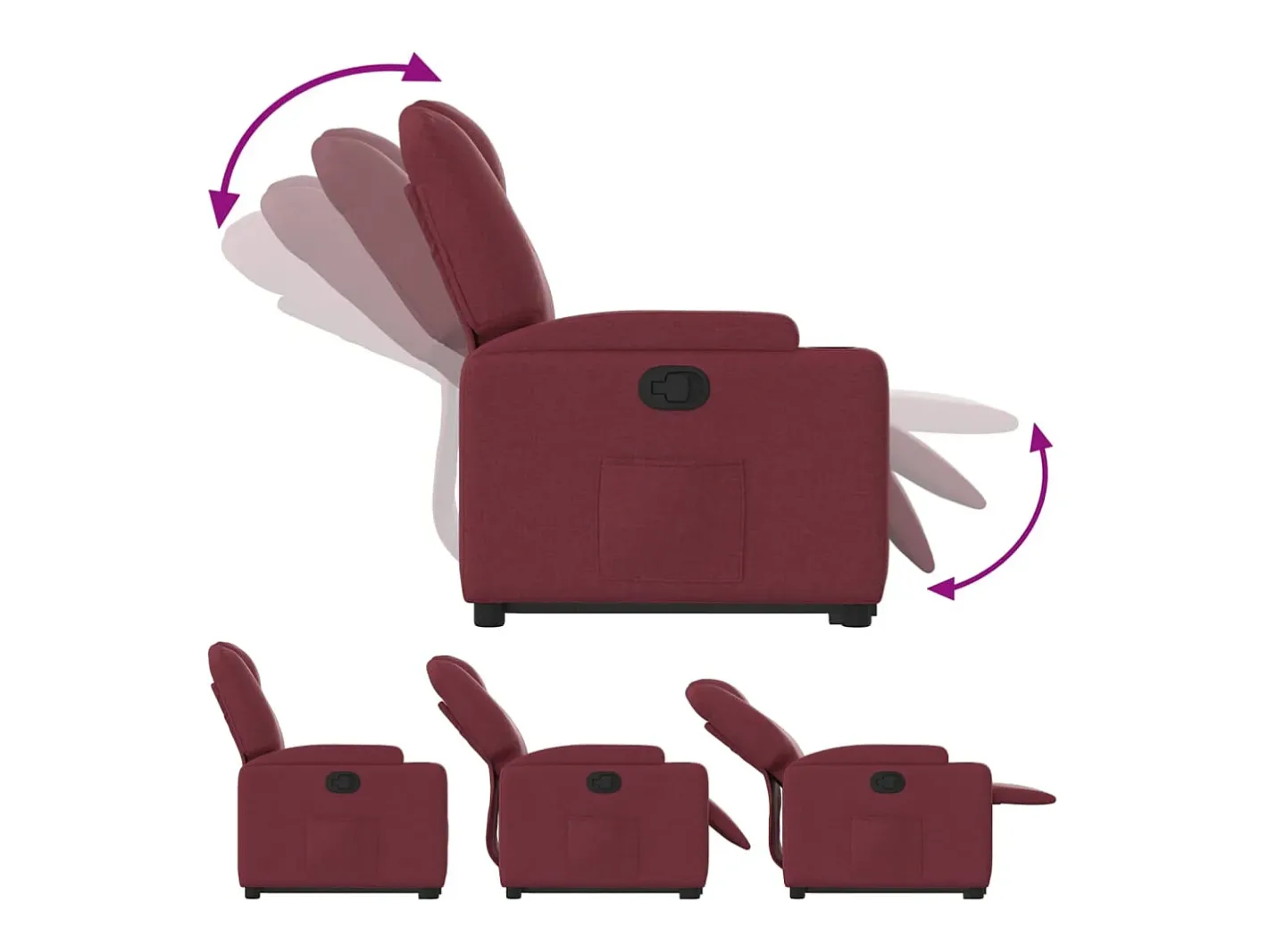 vidaxl Poltrona*Poltrona reclinável elevatória tecido tinto Vermelho