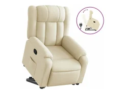vidaxl Poltrona*Poltrona reclinável elevatória tecido cor Creme