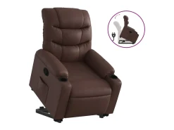 vidaxl Poltrona*Poltrona reclinável elevatória couro artificial Castanho