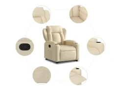 vidaxl Poltrona*Poltrona reclinável elevatória tecido cor Creme